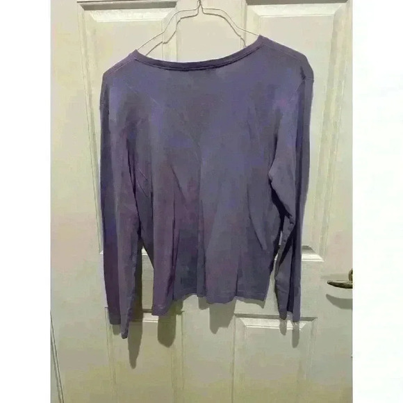 2 Eddie Bauer Tops long sleeve Crew Neck Tee Black and Lavender Both size Large - Picture 9 of 9